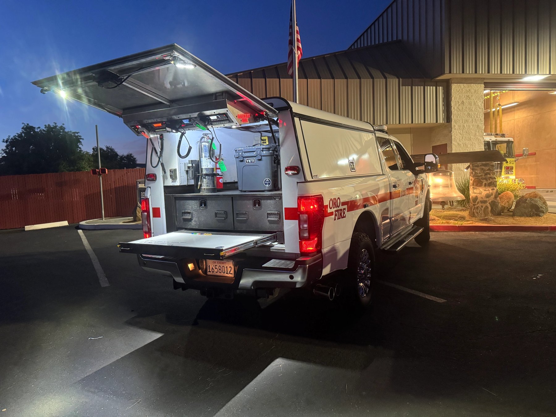 Oroville Fire command vehicle with custom overhead console